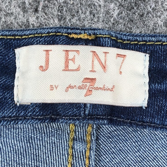 Jen7 Women's Slim Boyfriend Jeans Blue Stretch Mid Rise Cuffed Size 18 - Picture 2 of 12